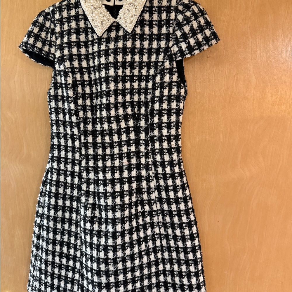 Alice + Olivia Velia Embellished Collar Tweed Mini Dress